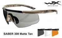 Tactical, Ballistic glasses WileyX SABER 308 three lens Matte Ta