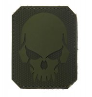 3D PVC Patch Pirate Skull Olive with hook & loop closure