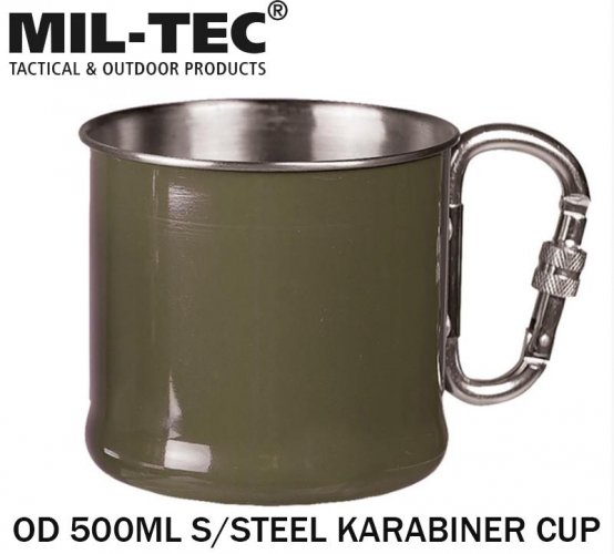 Metalinis puodelis su karabinu 500 ml žalia [14608202]