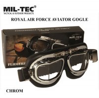 Mil-tec chrome metal Royal Air Force aviator goggle