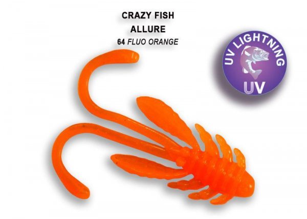 Силиконовая приманка Crazy Fish Allure 40 мм Fluo Orange