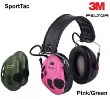 3M Peltor SportTac Active Hearing Protectors Pink/Green