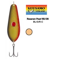 Lure spoon Kuusamo Rasanen Pearl 90/28 BL/G/R-C