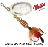 Блесна Вертушка Mepps AGLIA MOUCHE Silver, Red Fly