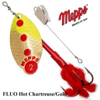 Mepps Lusox FLUO Hot Chartreuse/Gold spinner