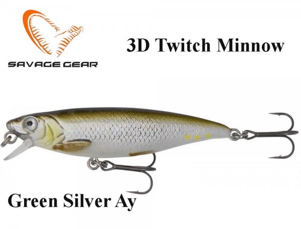 Vobleris Savage Gear 3D Twitch Minnow Green Silver Ay [01-57373]