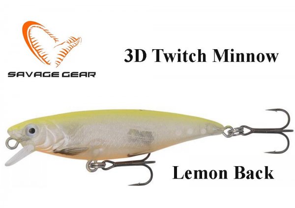 Воблер Savage Gear 3D Twitch Minnow Lemon Back