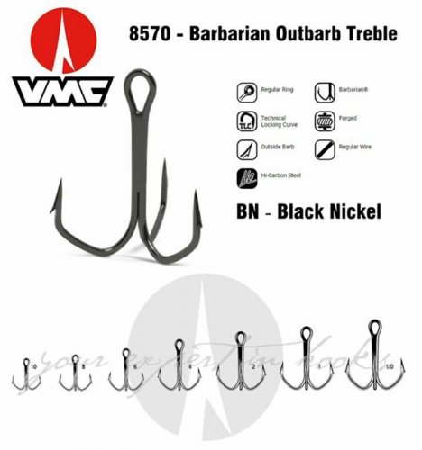 VMC 8570 BN treble hooks black nickel