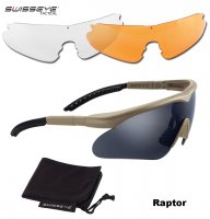 SwissEye Raptor tactical ballistic glasses 3 lenses Coyote